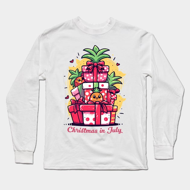 Tropical Tinsel | 'Christmas in July' Holiday Heatwave T-Shirt Long Sleeve T-Shirt by Indigo Lake
